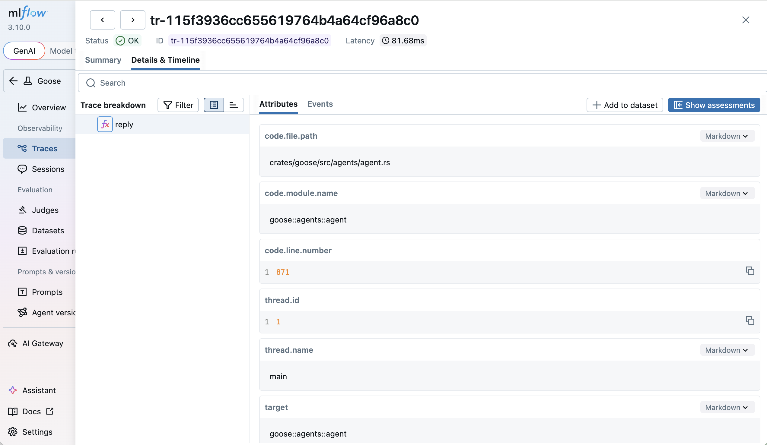 Goose Tracing via MLflow